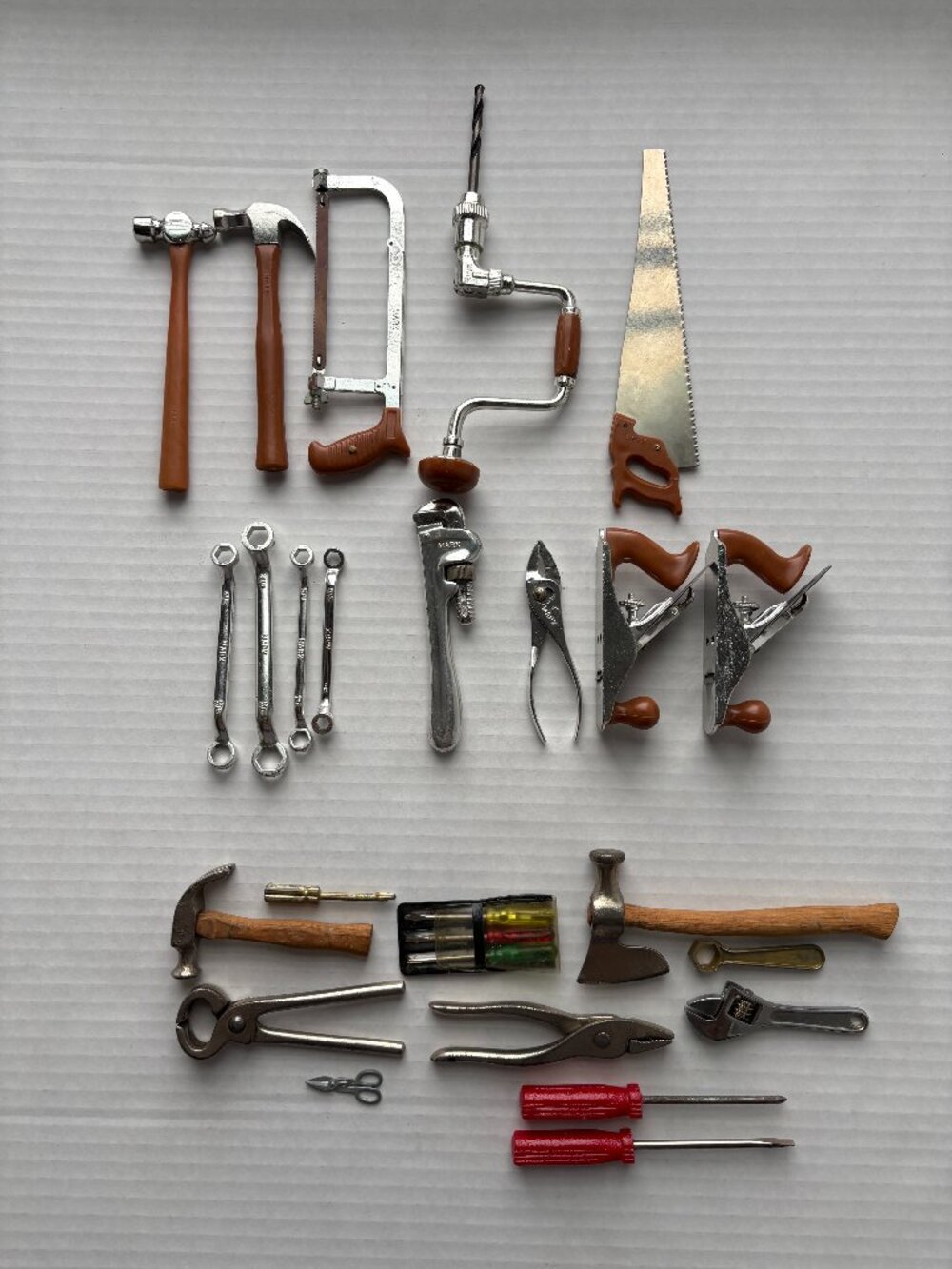 Vintage Marx Miniature Toy Tool Set – 13 Pieces plus 11 assorted mini tools